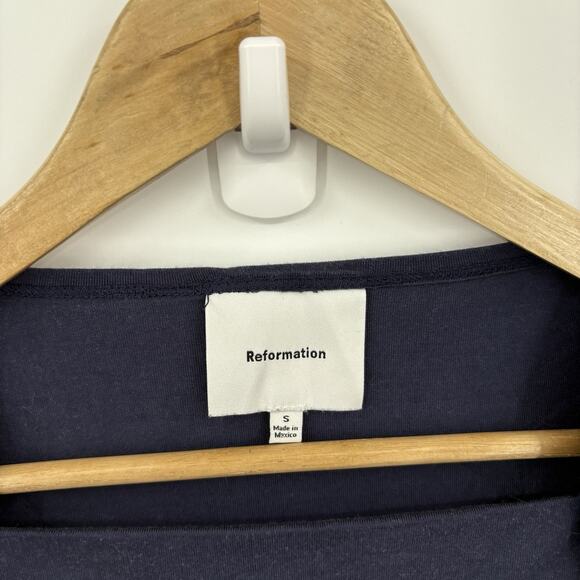 Reformation Top Women Small Addison Ruched Knit Soft Stretch Capsule Boat Neck - Picture 5 of 7